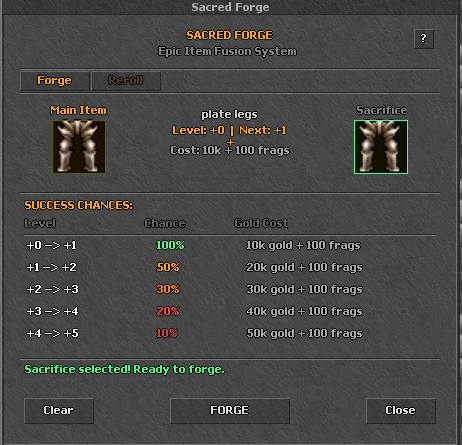 Interface da Sacred Forge